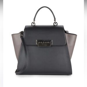EUC Zac Posen Eartha Color-block bag Calf Skin MSRP $550 Black & Gray FINAL SALE